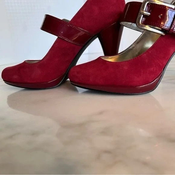 Style Co Womens Cherry Red Suede Mary Jane Patent Leather Shoes Size 7 M - Picture 13 of 16